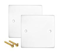 2 Pcs Single Blanking Plate Cover, White Wall Hole Cover Plate for Electrical Socket Plug Socket Cover Exposed Outlets (86mm x 86mm)
