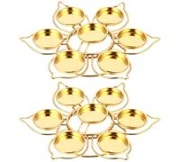 2 Pcs Single-Layer Lotus Butter Lamp Candle Holders | Golden Alloy Tea Light Stand for Home Decor, Meditation, Prayer, and Festive Gatherings
