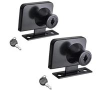2 Pcs Single Swing Glass Cabinet Lock,Safety Lock,Zinc Alloy Glass Door Locks Display Cabinet Replacement Locks for 5-8mm,Black (Keys Different, Double Glass Lock 409)