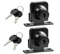 2 Pcs Single Swing Glass Cabinet Lock,Safety Lock,Zinc Alloy Glass Door Locks Display Cabinet Replacement Locks for 5-8mm,Black (Key Alike, Single Glass Lock 407)