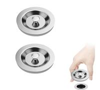 2 PCS Sink Plugs,Drain Stopper 8.8cm Drain Stopper with Rubber Ring, Stainless Steel, Universal for Kitchen, Bathroom, Washbasin, Bathtub, Easy Installation