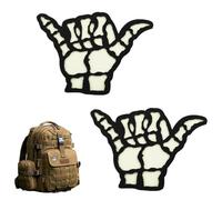 2 Pcs Skeleton Hand Sign Patches Exquisite Airsoft Patches Army Airsoft Badge with Hook and Loop for Men, Tactical Vest Backpack