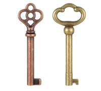 2 Pcs Skeleton Key Ky-2AB and Ky-3AB,Vintage Hollow Barrel Brass Keys,Mixed Antique Skeleton Replacement Cabinet Key,Antique Furniture Keys for Dresser,Chinese Cabinet,Bronze,Wardrobes,Heirlooms