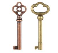 2 Pcs Skeleton Keys, Antique Brass Plated Hollow Barrel Skeleton Key, Universal Skeletons Key for Cabinets, for Antique Dresser, Chinese Cabinet, Antiques Furniture and Locks
