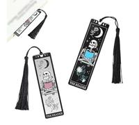 2 PCS Skeleton Tarot Metal Bookmark with Black Tassels,Go/thic Horror Book Mark for Women & Men,Funny Bookmark Friendship Present,Personalised Book Lover Gifts for Friends,Birthday Halloween Christmas