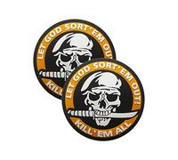 2 PCS Skull Knife Beret Spec Ops Patches Kill Them All Let God Sort Them Out Patch PVC Tactical Morale Patch(Yellow)