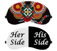 2 PCS Sleep Eye Mask for Side Sleeper, Her Side and His Side White Black Sleeping Mask, Light Blocking Eye Mask, Soft Eye Shade Cover for Travel, Nap, Plane