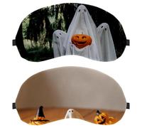 2 PCS Sleep Eye Mask for Side Sleeper, Sleeping Mask, Halloween Pumpkin Ghost Cake Light Blocking Eye Mask, Soft Eye Shade Cover for Travel, Nap, Plane