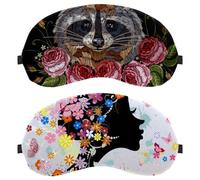 2 PCS Sleep Eye Mask for Side Sleeper, Sleeping Mask, Spring Girl Kiss Flower Butterfly Light Blocking Eye Mask, Soft Eye Shade Cover for Travel, Nap, Plane