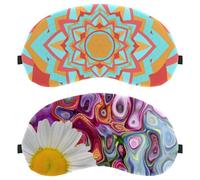 2 PCS Sleep Mask Blossom White Daisy Flower Abstract Art, Eye Mask for Men Women, No Pressure Night Eye Cover, Breathable Sleeping Eye Mask, Light Blocking