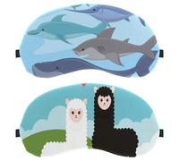 2 PCS Sleep Mask, Completely Block Out Light Eye Mask for Side Sleeper, Cartoon Alpaca Couple in The Field.jpg Zero Eye Pressure Night Blindfold, Adjustable Eye Shade Cover