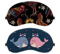 2 PCS Sleep Mask Completely Block Out Light Eye Mask for Side Sleeper I Love You Lover Blue Pink Dolphins Navy Zero Eye Pressure Night Blindfold Adjustable Eye Shade Cover