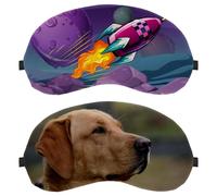 2 PCS Sleep Mask, Completely Block Out Light Eye Mask for Side Sleeper, Labrador Dog Head Brown Zero Eye Pressure Night Blindfold, Adjustable Eye Shade Cover