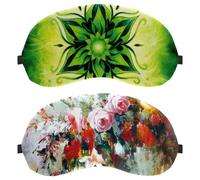2 PCS Sleep Mask, Completely Block Out Light Eye Mask for Side Sleeper, Oil Painting Art Abstract Flowers Zero Eye Pressure Night Blindfold, Adjustable Eye Shade Cover