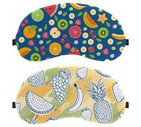 2 PCS Sleep Mask, Completely Block Out Light Eye Mask for Side Sleeper, Tropical Fruits Pattern Zero Eye Pressure Night Blindfold, Adjustable Eye Shade Cover