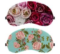 2 PCS Sleep Mask, Completely Block Out Light Eye Mask for Side Sleeper, Vintage Beautiful Roses Flower Zero Eye Pressure Night Blindfold, Adjustable Eye Shade Cover