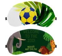 2 PCS Sleep Mask, Completely Block Out Light Eye Mask for Side Sleeper, Welcome to The Zoo Elephant Lion Peacock Zero Eye Pressure Night Blindfold, Adjustable Eye Shade Cover