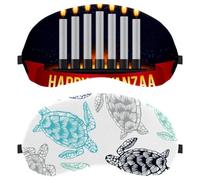 2 PCS Sleep Mask Completely Block Out Light Eye Mask for Side Sleeper Zero Eye Pressure Night Blindfold Animal Tortoise Cartoon Sea Turtle Pattern Adjustable Eye Shade Cover