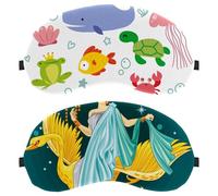 2 PCS Sleep Mask, Completely Block Out Light Eye Mask for Side Sleeper, Zero Eye Pressure Night Blindfold, Birth of Greek Goddess Aphrodite Adjustable Eye Shade Cover