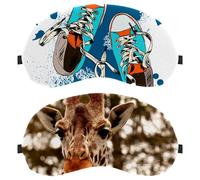 2 PCS Sleep Mask, Completely Block Out Light Eye Mask for Side Sleeper, Zero Eye Pressure Night Blindfold, Zoo Giraffe Head Wild Animal Adjustable Eye Shade Cover