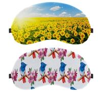 2 PCS Sleep Mask Cover, Eye Mask for Men Women, Blue Birds Flower Branch Red Watercolor Breathable Sleeping Eye Masks, Zero Eye Pressure for Sleeping