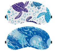2 PCS Sleep Mask Cover, Eye Mask for Men Women, Blue Ocean Life Jellyfish Beautiful Breathable Sleeping Eye Masks, Zero Eye Pressure for Sleeping