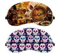 2 PCS Sleep Mask Cover, Eye Mask for Men Women, Day of The Dead Skulls Pattern Breathable Sleeping Eye Masks, Zero Eye Pressure for Sleeping