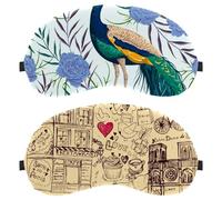 2 PCS Sleep Mask Cover, Eye Mask for Men Women, Romantic Vintage Paris Elements Pattern Breathable Sleeping Eye Masks, Zero Eye Pressure for Sleeping