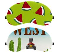 2 PCS Sleep Mask Cover, Eye Mask for Men Women, Wild West Train Desert Cactus Breathable Sleeping Eye Masks, Zero Eye Pressure for Sleeping