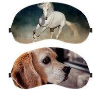 2 PCS Sleep Mask Cover, Little Beagle Dog Pet Animal Cute Eye Mask for Men Women, Breathable Sleeping Eye Masks, Zero Eye Pressure for Sleeping