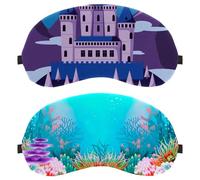 2 PCS Sleep Mask, Eye Mask for Men Women, No Pressure Night Eye Cover, Sea Weed Coral Starfish Ocean World Breathable Sleeping Eye Mask, Light Blocking