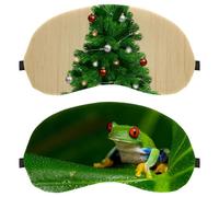 2 PCS Sleep Mask, Eyeshade for Side Sleeper Men Women, Frog Green Nature Light Blocking Eye Mask Cover with Adjustable Strap, Night Blindfold