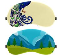 2 PCS Sleep Mask, Eyeshade for Side Sleeper Men Women, Landscape Mountains Flowers Light Blocking Eye Mask Cover with Adjustable Strap, Night Blindfold