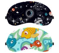 2 PCS Sleep Mask, Fish Ocean Light Blocking Sleeping Eye Mask for Women Men, Night Blindfold, Breathable Eye Mask Cover