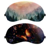2 PCS Sleep Mask, Flowers and Butterfly with Sparkle Trail Dreamlike Background Light Blocking Sleeping Eye Mask for Women Men, Night Blindfold, Breathable Eye Mask Cover