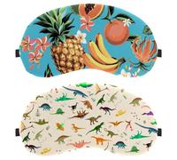 2 PCS Sleep Mask for Back and Side Sleeper, 100% Light Blocking Eye Mask, Cute Dinosaurs Pattern Adjustable & Breathable Sleeping Eye Cover, Zero Eye Pressure