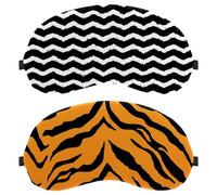 2 PCS Sleep Mask for Back and Side Sleeper, Animal Tiger Stripes Black Orange Background 100% Light Blocking Eye Mask, Adjustable & Breathable Sleeping Eye Cover, Zero Eye Pressure