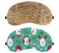 2 PCS Sleep Mask for Back and Side Sleeper, Christmas Cute Snowman Winter Snowflake Blue 100% Light Blocking Eye Mask, Adjustable & Breathable Sleeping Eye Cover, Zero Eye Pressure