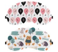 2 PCS Sleep Mask for Back and Side Sleeper, Forest Animals Life Pattern 100% Light Blocking Eye Mask, Adjustable & Breathable Sleeping Eye Cover, Zero Eye Pressure