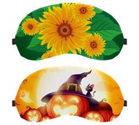 2 PCS Sleep Mask for Back and Side Sleeper, Happy Halloween 100% Light Blocking Eye Mask, Adjustable & Breathable Sleeping Eye Cover, Zero Eye Pressure