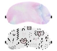 2 PCS Sleep Mask for Back and Side Sleeper, Heart Crown Lip White 100% Light Blocking Eye Mask, Adjustable & Breathable Sleeping Eye Cover, Zero Eye Pressure