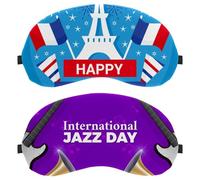 2 PCS Sleep Mask for Back and Side Sleeper, International Jazz Day 100% Light Blocking Eye Mask, Adjustable & Breathable Sleeping Eye Cover, Zero Eye Pressure