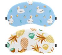 2 PCS Sleep Mask for Back and Side Sleeper, Pineapple Lemon Kiwi Fruits Pattern 100% Light Blocking Eye Mask, Adjustable & Breathable Sleeping Eye Cover, Zero Eye Pressure