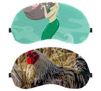 2 PCS Sleep Mask for Back and Side Sleeper Rooster Hen Chicken Animal, 100% Light Blocking Eye Mask, Adjustable & Breathable Sleeping Eye Cover, Zero Eye Pressure