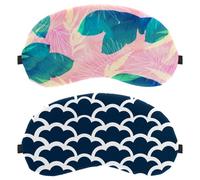 2 PCS Sleep Mask for Back and Side Sleeper, Royal Blue and White Japanese Wave Motif 100% Light Blocking Eye Mask, Adjustable & Breathable Sleeping Eye Cover, Zero Eye Pressure