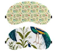 2 PCS Sleep Mask for Back and Side Sleeper, Vintage Peacock Floral 100% Light Blocking Eye Mask, Adjustable & Breathable Sleeping Eye Cover, Zero Eye Pressure