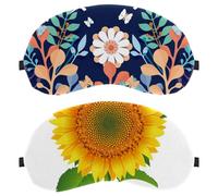 2 PCS Sleep Mask for Back and Side Sleeper, Yellow Sunflower with Pedicle 100% Light Blocking Eye Mask, Adjustable & Breathable Sleeping Eye Cover, Zero Eye Pressure