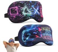 2 Pcs Sleep Mask for Kids Boys, Silk Eye Covers for Sleeping, Adjustable Strap & Light Blocking Design, Adult Children's Bedtime Blindfold for Travel and Home Use (2 Pcs Game Mask-Pattern 3)