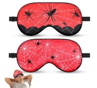 2 Pcs Sleep Mask for Kids Boys, Silk Eye Covers for Sleeping, Adjustable Strap & Light Blocking Design, Adult Children's Bedtime Blindfold for Travel and Home Use (Spider)