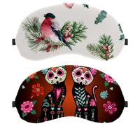 2 PCS Sleep Mask for Side Sleeper Men Women, Day of The Dead Sugar Cats Pumpkin Light Blocking Eye Mask Cover Eyeshade with Adjustable Strap, Night Blindfold